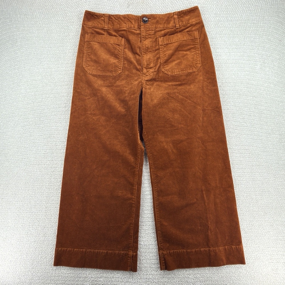 Maeve Anthropologie The Colette Pants 34 Brown Corduroy Wide Leg Crop High Rise
